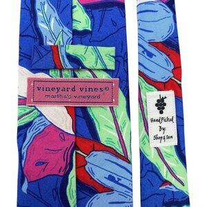 $85 Vineyard Vines 100% Cotton Floral Tie Hawaiian Colorful Beach Men's Necktie